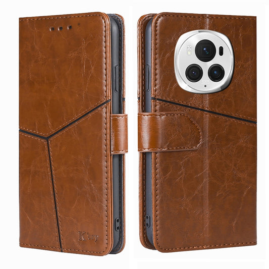 For Honor Magic6 Pro Geometric Stitching Leather Phone Case(Light Brown) - Honor Cases by PMC Jewellery | Online Shopping South Africa | PMC Jewellery | Buy Now Pay Later Mobicred