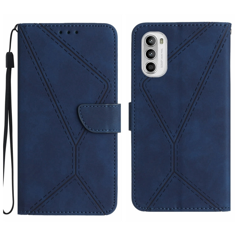 For Motorola Moto G52J Stitching Embossed Leather Phone Case(Blue) - free shipping - PMC TechLife - Order now!