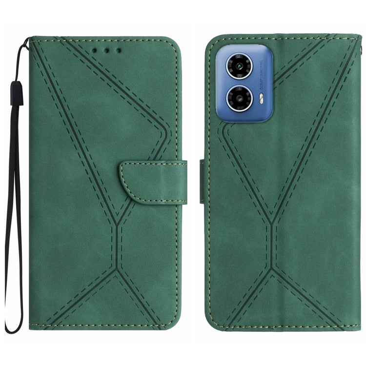 For Motorola Moto G04 / G24 Stitching Embossed Leather Phone Case(Green) - Motorola Cases by PMC Jewellery | Online Shopping South Africa | PMC Jewellery | Buy Now Pay Later Mobicred