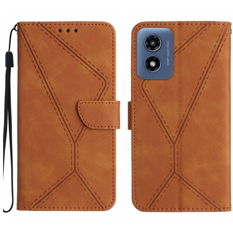 For Motorola Moto G Play 4G 2024 Stitching Embossed Leather Phone Case(Brown) - Motorola Cases by PMC Jewellery | Online Shopping South Africa | PMC Jewellery | Buy Now Pay Later Mobicred