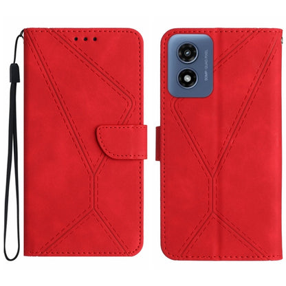 For Motorola Moto G Play 5G 2024 Stitching Embossed Leather Phone Case(Red) - Motorola Cases by PMC Jewellery | Online Shopping South Africa | PMC Jewellery | Buy Now Pay Later Mobicred