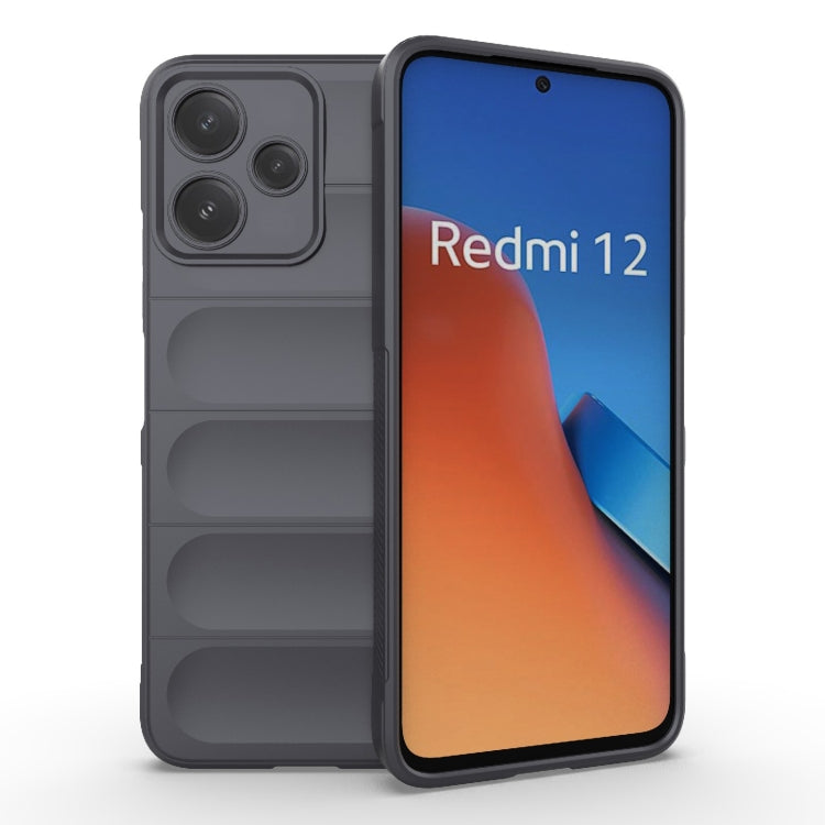 For Xiaomi Redmi 12 5G Magic Shield TPU + Flannel Phone Case(Dark Grey) - Xiaomi Cases by PMC TechLife | Online Shopping South Africa | PMC TechLife | Buy Now Pay Later Mobicred