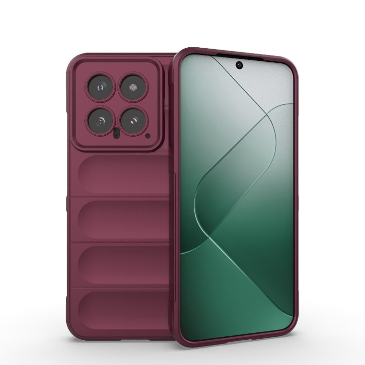 For Xiaomi 14 5G Magic Shield TPU + Flannel Phone Case(Wine Red) - 14 Cases by PMC TechLife | Online Shopping South Africa | PMC TechLife | Buy Now Pay Later Mobicred