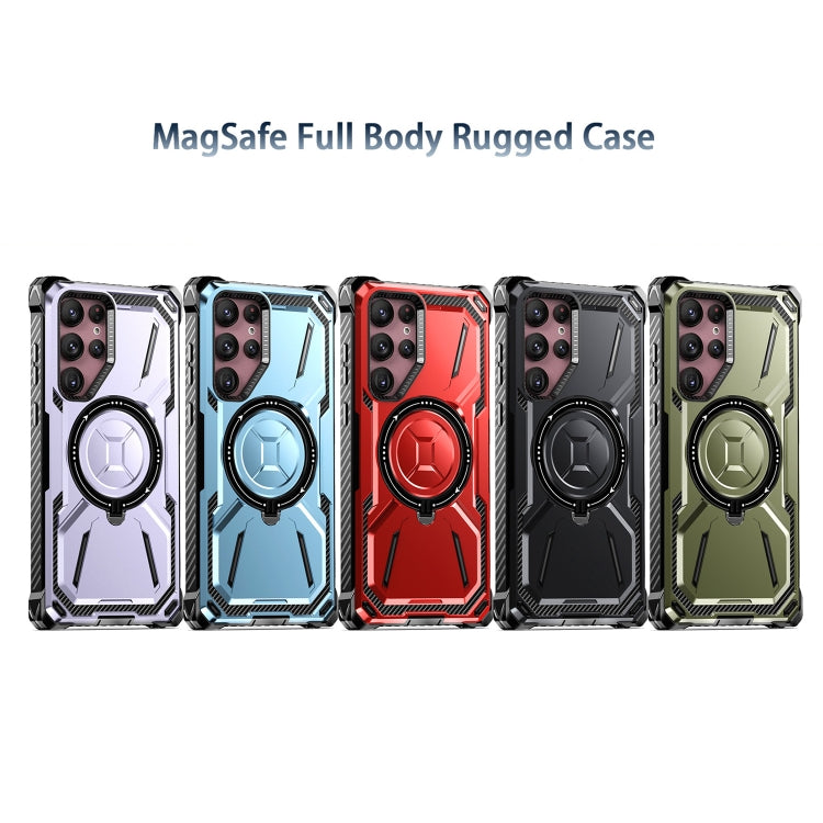 For Samsung Galaxy S22 Ultra 5G Armor Series Holder Phone Case(Black) - Galaxy S22 Ultra 5G Cases by PMC TechLife | Online Shopping South Africa | PMC TechLife