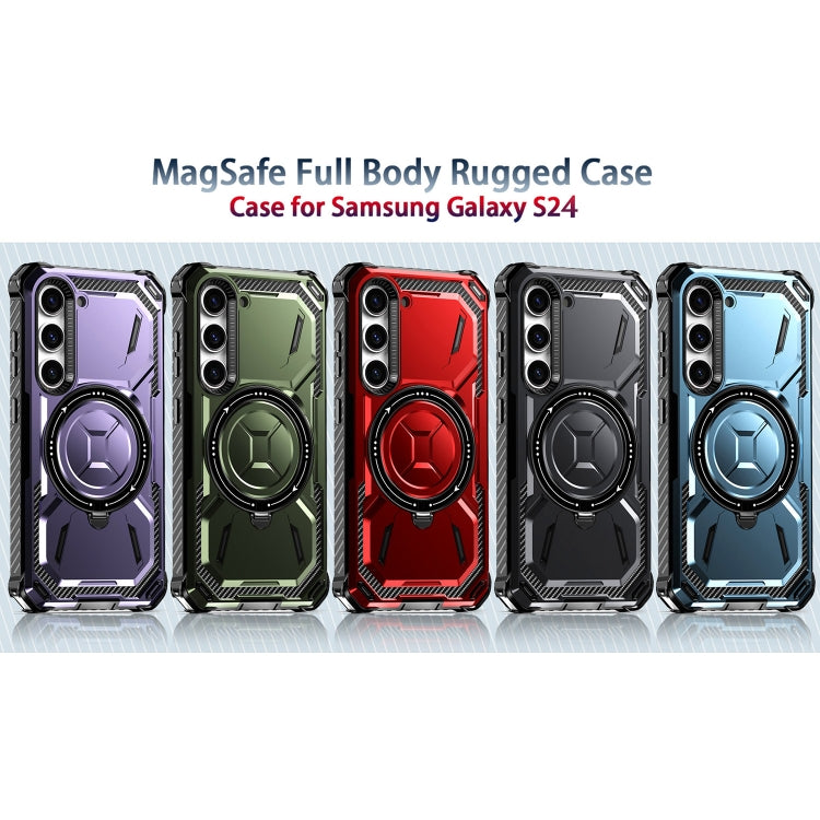For Samsung Galaxy S24 5G Armor Series Holder Phone Case(Blue) - Galaxy S24 5G Cases by PMC TechLife | Online Shopping South Africa | PMC TechLife