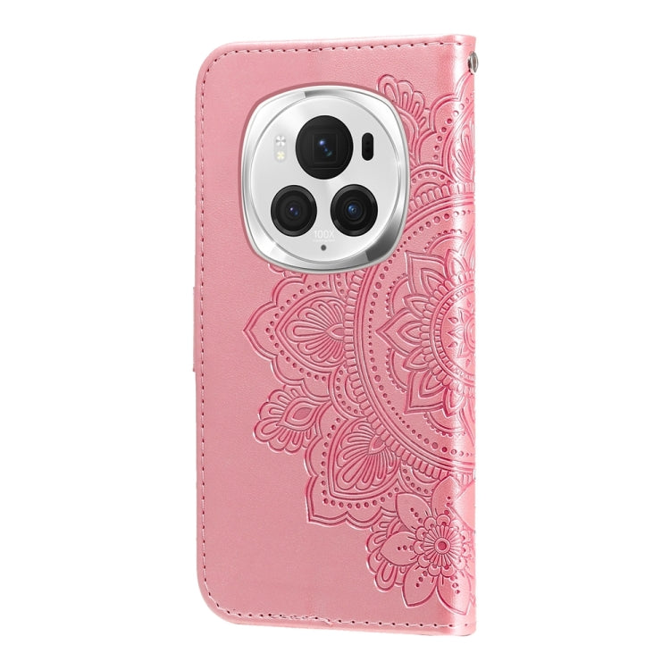 For Honor Magic6 Pro Seven-petal Flowers Embossing Leather Phone Case(Rose Gold) - Honor Cases by PMC Jewellery | Online Shopping South Africa | PMC Jewellery | Buy Now Pay Later Mobicred