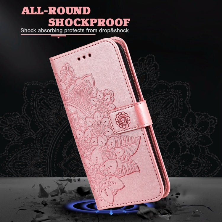 For Honor Magic6 Pro Seven-petal Flowers Embossing Leather Phone Case(Rose Gold) - Honor Cases by PMC Jewellery | Online Shopping South Africa | PMC Jewellery | Buy Now Pay Later Mobicred