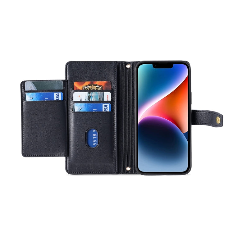 For Nokia G11 Plus Lite Sheep Texture Cross-body Zipper Wallet Leather Phone Case(Black) - Nokia Cases by PMC TechLife | Online Shopping South Africa | PMC TechLife | Buy Now Pay Later Mobicred