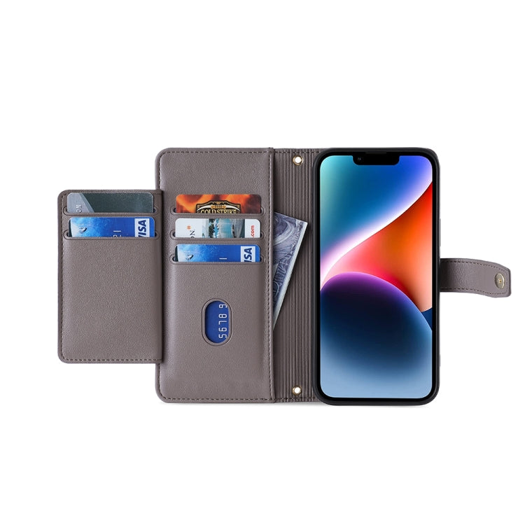 For Nokia G11 Plus Lite Sheep Texture Cross-body Zipper Wallet Leather Phone Case(Grey) - Nokia Cases by PMC TechLife | Online Shopping South Africa | PMC TechLife | Buy Now Pay Later Mobicred