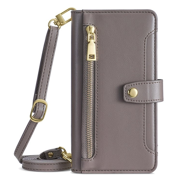 For Honor Play 60 Plus Sheep Texture Cross-body Zipper Wallet Leather Phone Case(Grey) - Honor Cases by PMC TechLife | Online Shopping South Africa | PMC TechLife | Buy Now Pay Later Mobicred