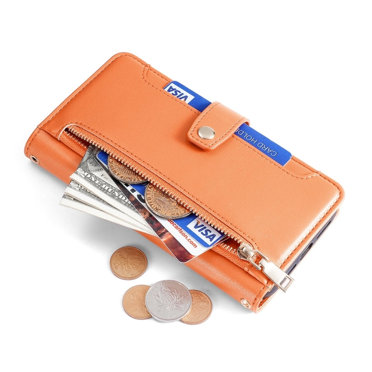 For OnePlus Ace 2 Pro Sheep Texture Cross-body Zipper Wallet Leather Phone Case(Orange) - OnePlus Cases by PMC TechLife | Online Shopping South Africa | PMC TechLife | Buy Now Pay Later Mobicred