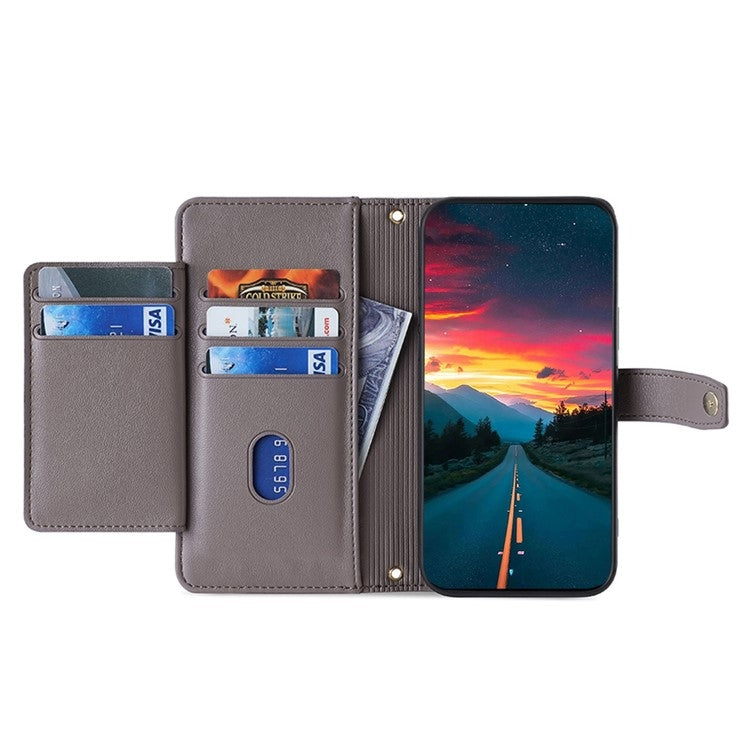 For OnePlus Ace 3 Pro 5G Sheep Texture Cross-body Zipper Wallet Leather Phone Case(Grey) - OnePlus Cases by PMC TechLife | Online Shopping South Africa | PMC TechLife | Buy Now Pay Later Mobicred