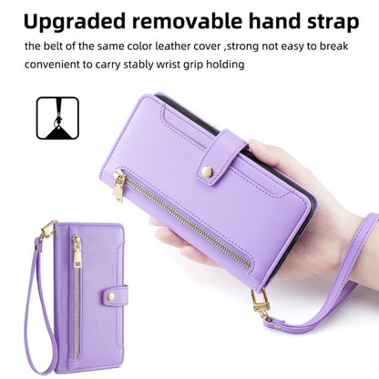 For Huawei Pura 70 5G Sheep Texture Cross-body Zipper Wallet Leather Phone Case(Purple) - Huawei Cases by PMC Jewellery | Online Shopping South Africa | PMC Jewellery | Buy Now Pay Later Mobicred