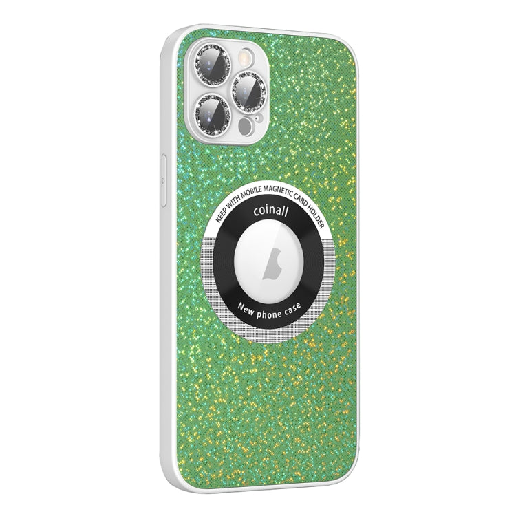 For iPhone 14 Colorful Glitter Magnetic Magsafe TPU + PC Phone Case(Colorful Green) - iPhone 14 Cases by PMC Jewellery | Online Shopping South Africa | PMC Jewellery