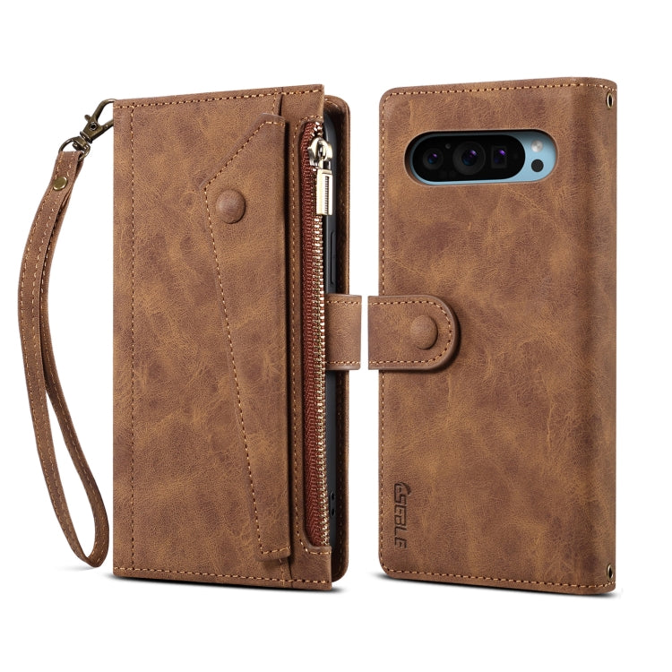 For Google Pixel 9 / 9 Pro ESEBLE Retro Frosted RFID Flip Leather Phone Case(Brown) - Google Cases by ESEBLE | Online Shopping South Africa | PMC Jewellery | Buy Now Pay Later Mobicred