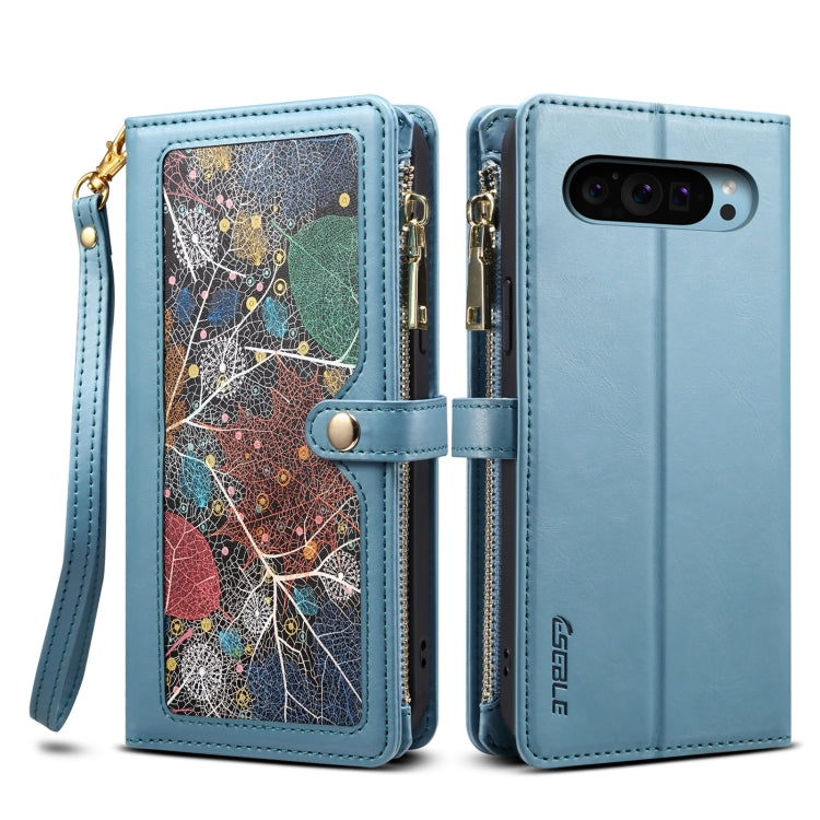 For Google Pixel 9 / 9 Pro ESEBLE Star Series Lanyard Zipper Wallet RFID Leather Case(Blue) - Google Cases by ESEBLE | Online Shopping South Africa | PMC Jewellery | Buy Now Pay Later Mobicred