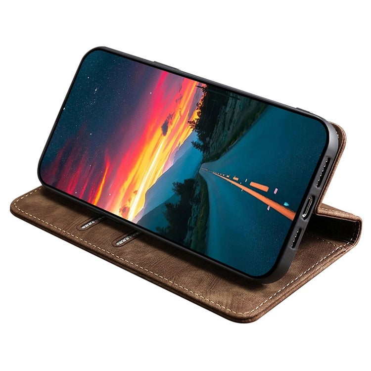 For Huawei Pura 70 RFID Anti-theft Brush Magnetic Leather Phone Case(Brown) - Huawei Cases by PMC Jewellery | Online Shopping South Africa | PMC Jewellery | Buy Now Pay Later Mobicred