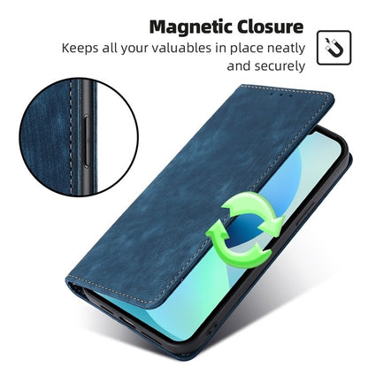 For Huawei Pura 70 RFID Anti-theft Brush Magnetic Leather Phone Case(Blue) - Huawei Cases by PMC Jewellery | Online Shopping South Africa | PMC Jewellery | Buy Now Pay Later Mobicred