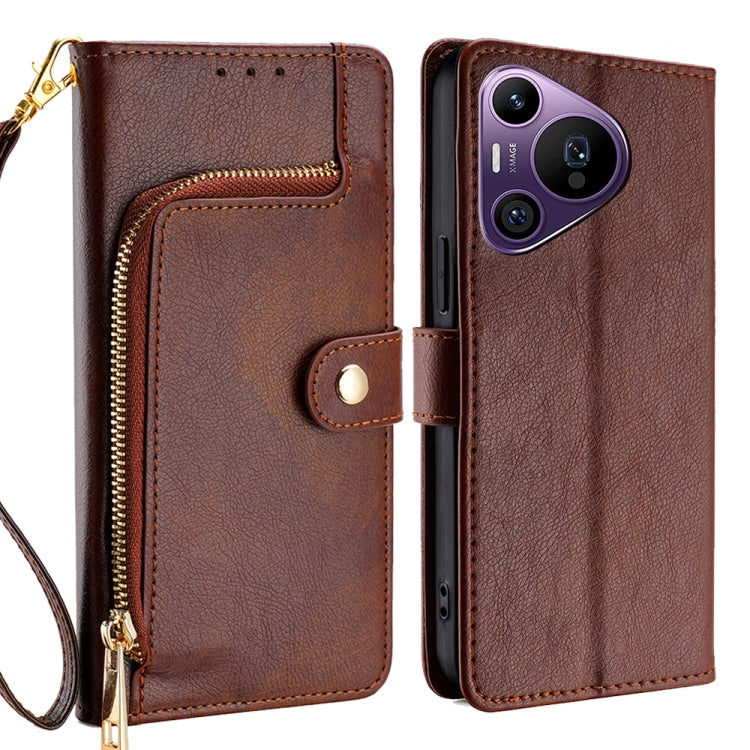 For Huawei Pura 70 Pro / 70 Pro+ 5G Zipper Bag Leather Phone Case(Brown) - Huawei Cases by PMC Jewellery | Online Shopping South Africa | PMC Jewellery | Buy Now Pay Later Mobicred