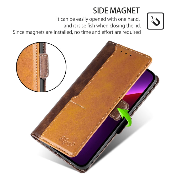 For Huawei Pura 70 Pro / 70 Pro+ 5G Contrast Color Side Buckle Leather Phone Case(Dark Brown + Gold) - Huawei Cases by PMC Jewellery | Online Shopping South Africa | PMC Jewellery | Buy Now Pay Later Mobicred