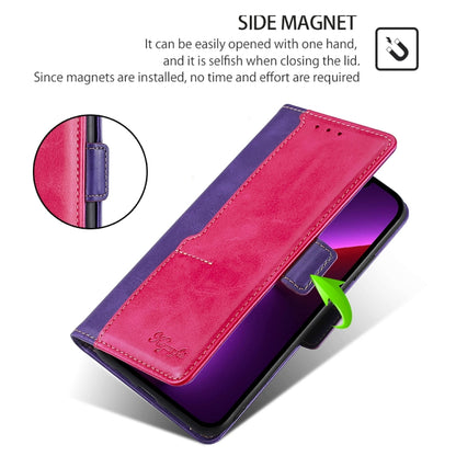 For Huawei Pura 70 Pro / 70 Pro+ 5G Contrast Color Side Buckle Leather Phone Case(Purple + Rose Red) - Huawei Cases by PMC Jewellery | Online Shopping South Africa | PMC Jewellery | Buy Now Pay Later Mobicred