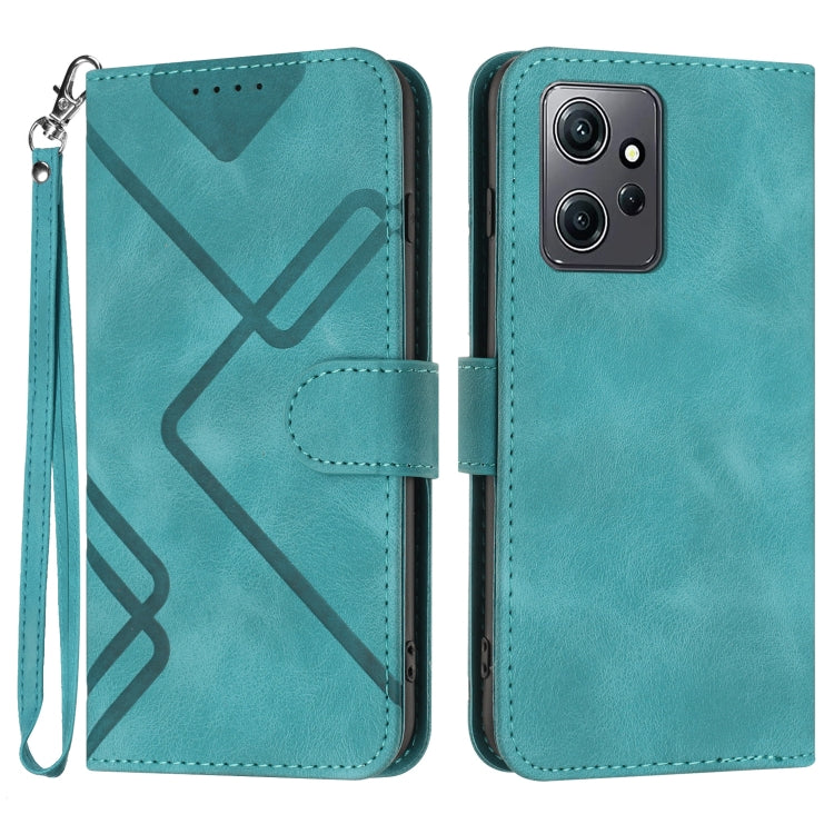 For Xiaomi Redmi Note 12 4G Global Line Pattern Skin Feel Leather Phone Case(Light Blue) - Xiaomi Cases by PMC TechLife | Online Shopping South Africa | PMC TechLife | Buy Now Pay Later Mobicred