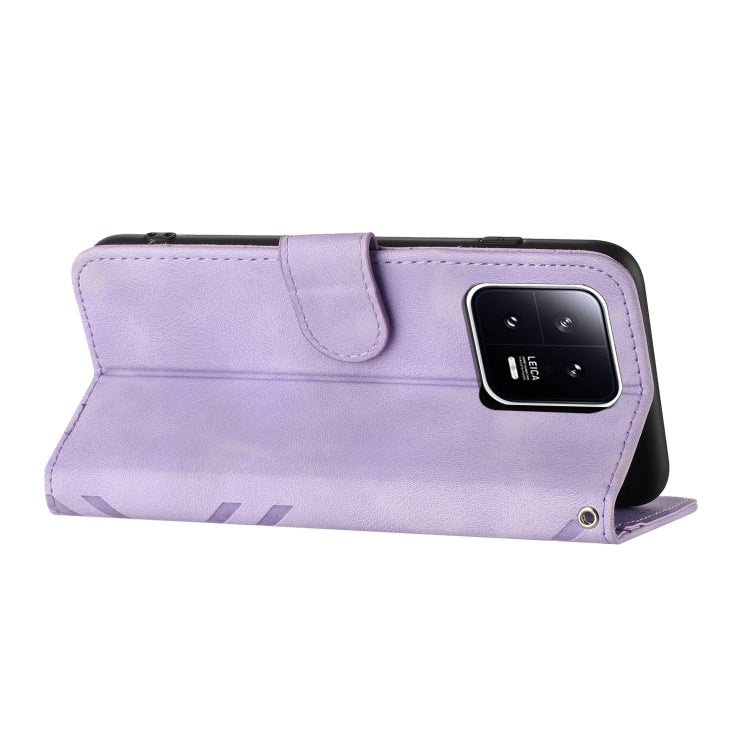 For Xiaomi 13 Pro Line Pattern Skin Feel Leather Phone Case(Light Purple) - 13 Pro Cases by PMC TechLife | Online Shopping South Africa | PMC TechLife | Buy Now Pay Later Mobicred
