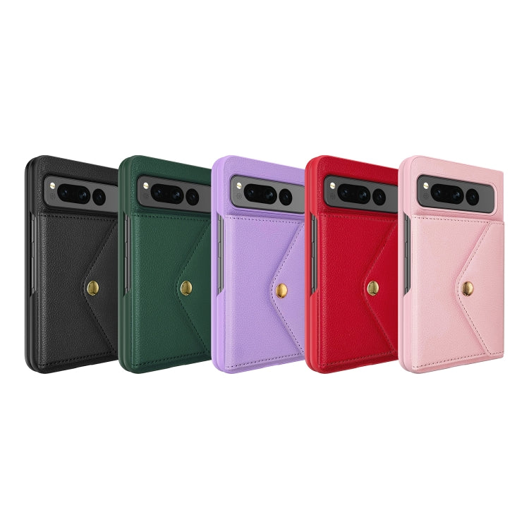 For Google Pixel Fold Litchi Texture Integrated Phone Case with Card Bag(Red) - Google Cases by PMC TechLife | Online Shopping South Africa | PMC TechLife | Buy Now Pay Later Mobicred