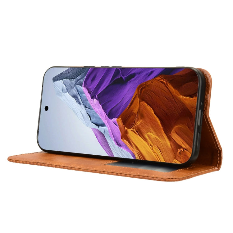 For Google Pixel 9 Pro Magnetic Buckle Retro Texture Leather Phone Case(Brown) - Google Cases by PMC TechLife | Online Shopping South Africa | PMC TechLife | Buy Now Pay Later Mobicred