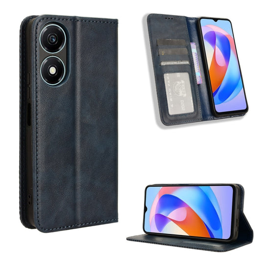 For Honor X5 Plus Magnetic Buckle Retro Texture Leather Phone Case(Blue) - Honor Cases by PMC Jewellery | Online Shopping South Africa | PMC Jewellery