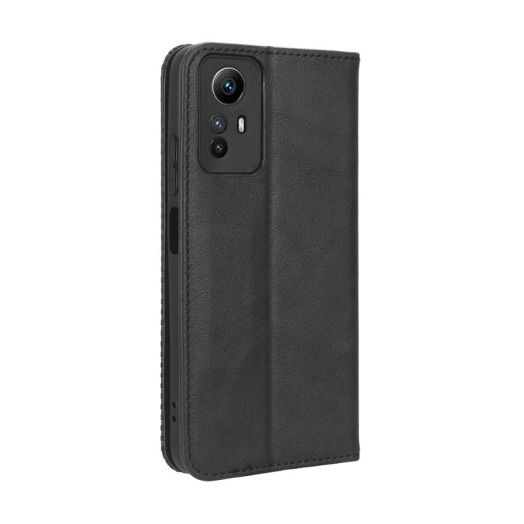 For Xiaomi Redmi Note 12S 4G Magnetic Buckle Retro Texture Leather Phone Case(Black) - free shipping - PMC TechLife - Order now!