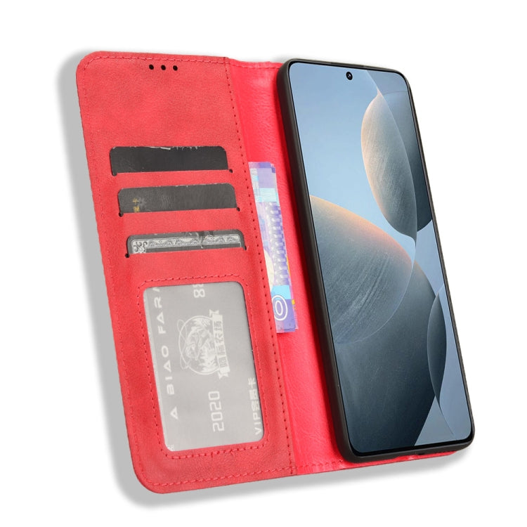 For Xiaomi Redmi K70 / K70 Pro Magnetic Buckle Retro Texture Leather Phone Case(Red) - Xiaomi Cases by PMC TechLife | Online Shopping South Africa | PMC TechLife | Buy Now Pay Later Mobicred