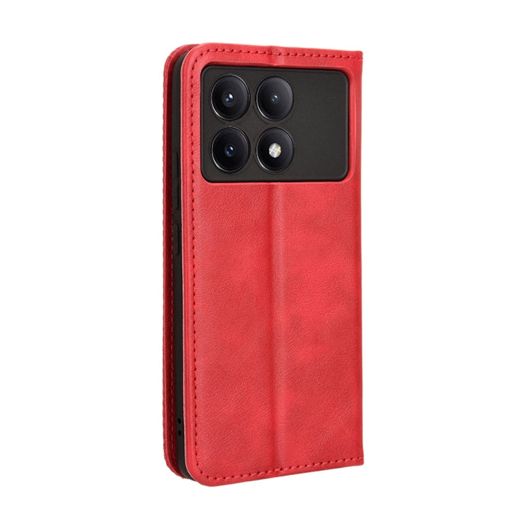 For Xiaomi Redmi K70E / Poco X6 Pro Magnetic Buckle Retro Texture Leather Phone Case(Red) - Xiaomi Cases by PMC TechLife | Online Shopping South Africa | PMC TechLife | Buy Now Pay Later Mobicred