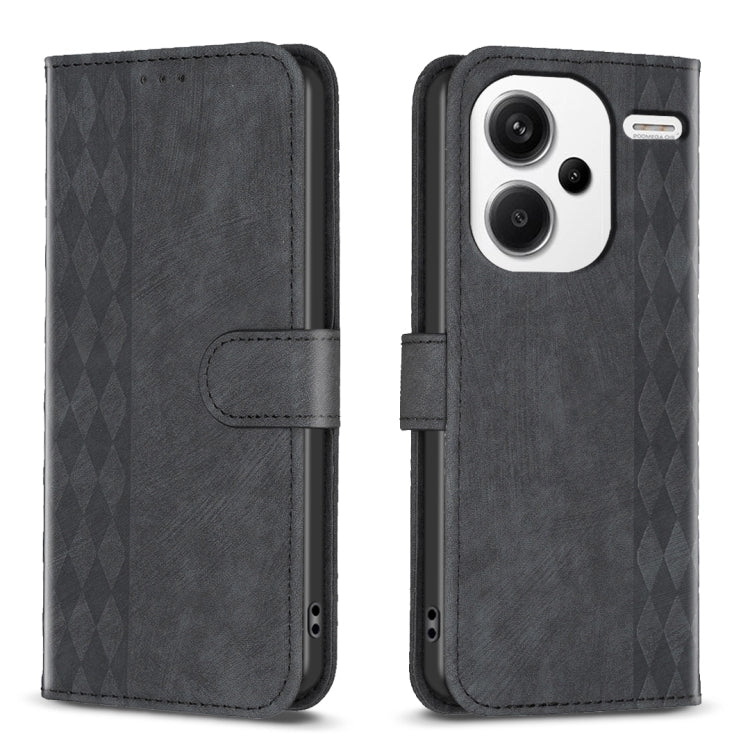 For Xiaomi Redmi Note 13 Pro+ 5G Plaid Embossed Leather Phone Case(Black) - Note 13 Pro+ Cases by PMC TechLife | Online Shopping South Africa | PMC TechLife | Buy Now Pay Later Mobicred