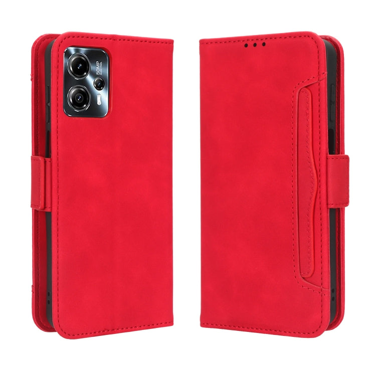 For Motorola Moto G53 / G13 Skin Feel Calf Texture Card Slots Leather Phone Case(Red) - Motorola Cases by PMC Jewellery | Online Shopping South Africa | PMC Jewellery | Buy Now Pay Later Mobicred