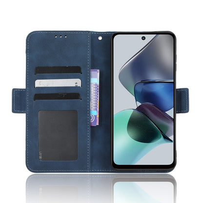 For Motorola Moto G53 / G13 Skin Feel Calf Texture Card Slots Leather Phone Case(Blue) - Motorola Cases by PMC Jewellery | Online Shopping South Africa | PMC Jewellery | Buy Now Pay Later Mobicred