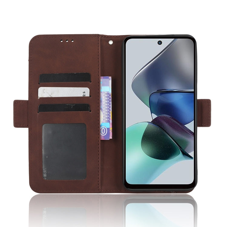 For Motorola Moto G53 / G13 Skin Feel Calf Texture Card Slots Leather Phone Case(Brown) - Motorola Cases by PMC Jewellery | Online Shopping South Africa | PMC Jewellery | Buy Now Pay Later Mobicred