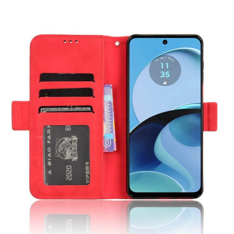 For Motorola Moto G14 4G Skin Feel Calf Texture Card Slots Leather Phone Case(Red) - Motorola Cases by PMC Jewellery | Online Shopping South Africa | PMC Jewellery | Buy Now Pay Later Mobicred