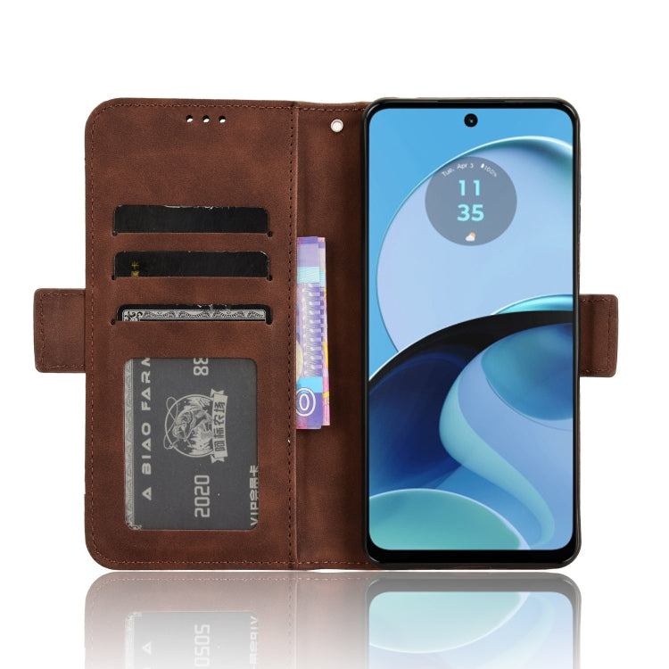 For Motorola Moto G14 4G Skin Feel Calf Texture Card Slots Leather Phone Case(Brown) - Motorola Cases by PMC Jewellery | Online Shopping South Africa | PMC Jewellery | Buy Now Pay Later Mobicred