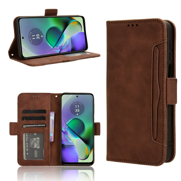 For Motorola Moto G54 5G Skin Feel Calf Texture Card Slots Leather Phone Case(Brown) - Motorola Cases by PMC Jewellery | Online Shopping South Africa | PMC Jewellery | Buy Now Pay Later Mobicred