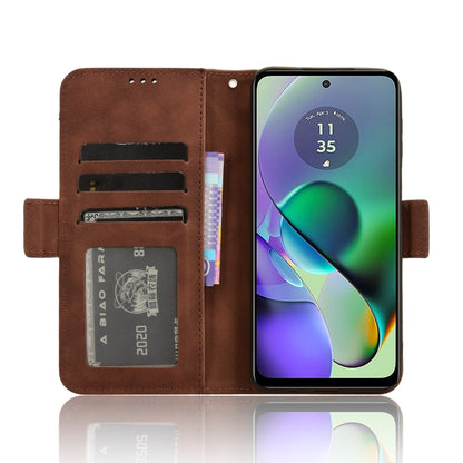 For Motorola Moto G54 5G Skin Feel Calf Texture Card Slots Leather Phone Case(Brown) - Motorola Cases by PMC Jewellery | Online Shopping South Africa | PMC Jewellery | Buy Now Pay Later Mobicred