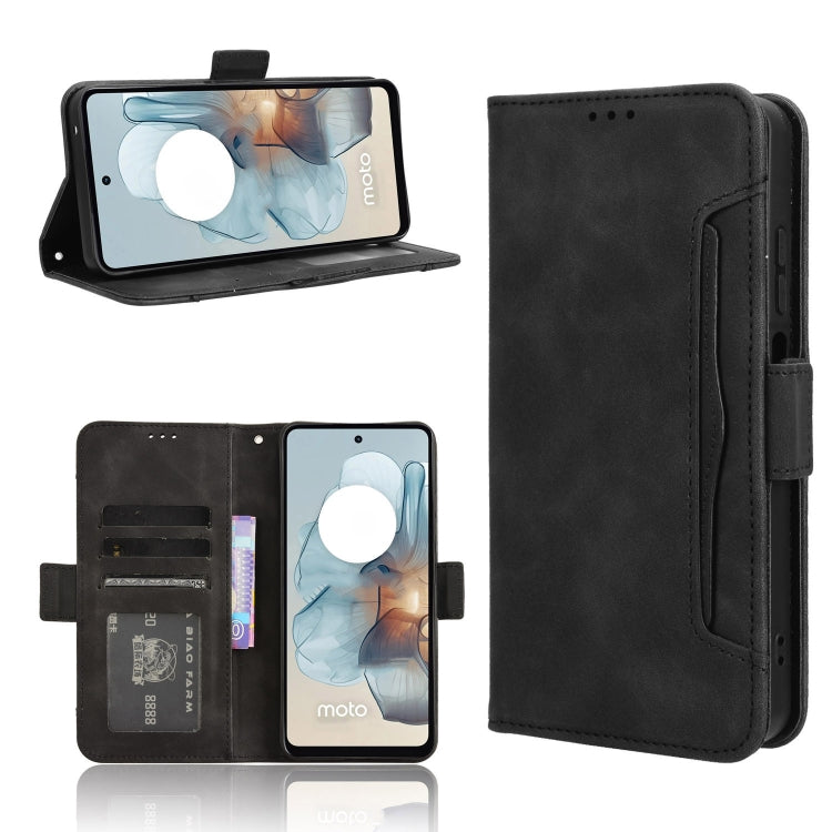 For Motorola Moto G34 5G Skin Feel Calf Texture Card Slots Leather Phone Case(Black) - Motorola Cases by PMC Jewellery | Online Shopping South Africa | PMC Jewellery | Buy Now Pay Later Mobicred