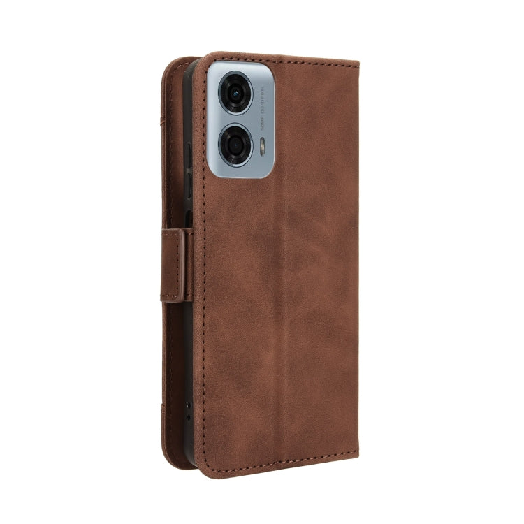 For Motorola Moto G34 5G Skin Feel Calf Texture Card Slots Leather Phone Case(Brown) - Motorola Cases by PMC Jewellery | Online Shopping South Africa | PMC Jewellery | Buy Now Pay Later Mobicred