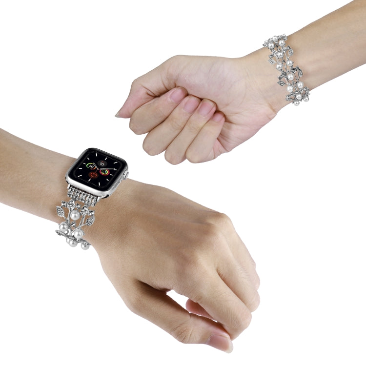 Four-leaf Bead Metal Watch Band For Apple Watch 9 41mm(Silver) - free shipping - PMC TechLife - Order now!