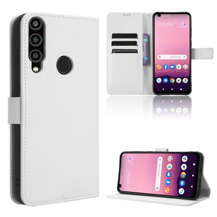 For Orbic Magic 5G R678EL Diamond Texture Leather Phone Case(White) - More Brand by PMC TechLife | Online Shopping South Africa | PMC TechLife | Buy Now Pay Later Mobicred