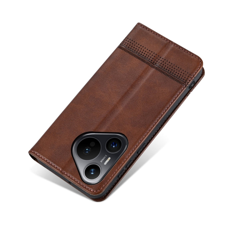 For Huawei Pura 70 AZNS Magnetic Calf Texture Flip Leather Phone Case(Dark Brown) - Huawei Cases by AZNS | Online Shopping South Africa | PMC Jewellery | Buy Now Pay Later Mobicred