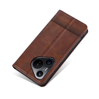 For Huawei Pura 70 AZNS Magnetic Calf Texture Flip Leather Phone Case(Dark Brown) - Huawei Cases by AZNS | Online Shopping South Africa | PMC Jewellery | Buy Now Pay Later Mobicred