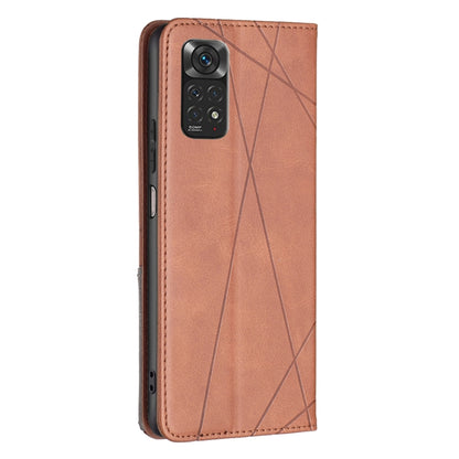 For Xiaomi Redmi Note 12S 4G / Note 11  Rhombus Texture Magnetic Leather Phone Case(Brown) - Xiaomi Cases by PMC Jewellery | Online Shopping South Africa | PMC Jewellery | Buy Now Pay Later Mobicred