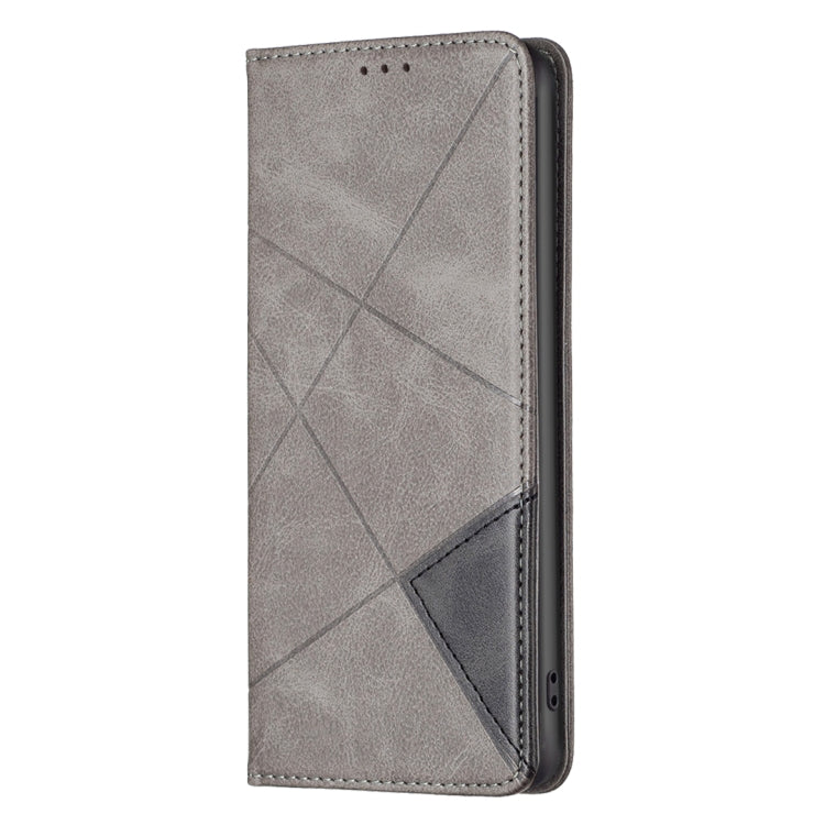 For Xiaomi Redmi 12 4G Rhombus Texture Magnetic Leather Phone Case(Grey) - Xiaomi Cases by PMC TechLife | Online Shopping South Africa | PMC TechLife | Buy Now Pay Later Mobicred