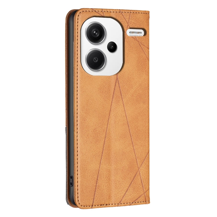 For Xiaomi Redmi Note 13 Pro+ 5G Rhombus Texture Magnetic Leather Phone Case(Yellow) - Xiaomi Cases by PMC TechLife | Online Shopping South Africa | PMC TechLife | Buy Now Pay Later Mobicred